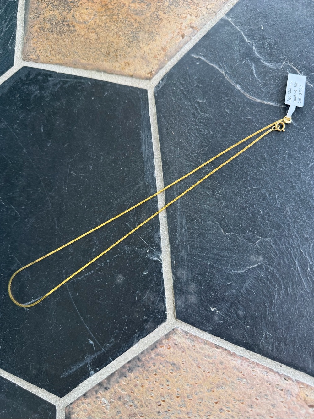 Delicate 14kt Yellow Gold flat box chain 16”